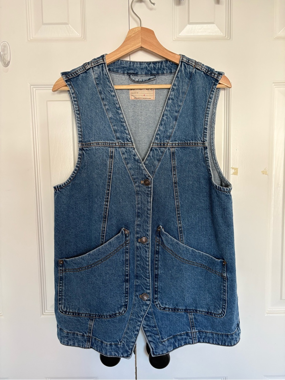 Free People Blue Denim Button Vest